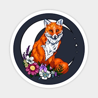 Moonlit Floral Fox Magnet